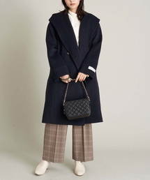 a.v.v | フーデッドロングダブルコート(ピーコート)