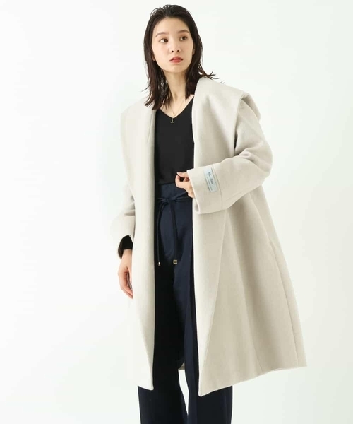 a.v.v（アーヴェヴェ）の「フーデッドロングダブルコート（ピーコート・レディース・アイボリー/ネイビー・38/34/40/36/42）」の5枚目の写真