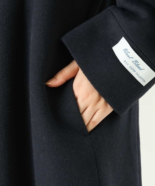 a.v.v（アーヴェヴェ）の「フーデッドロングダブルコート（ピーコート・レディース・アイボリー/ネイビー・38/34/40/36/42）」の18枚目の写真