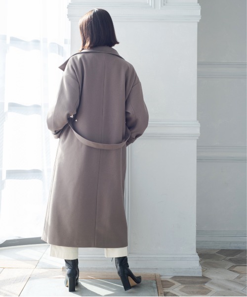 Meli rich（メリーリッチ）の「スタンドカラーロングコート（ステンカラーコート・レディース・ライトグリーン/ブルー/ブラウン/パープル/アイボリー/グレイッシュベージュ/ブラック/チャコール・MEDIUM）」の14枚目の写真