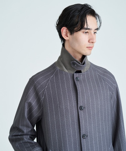 【訳あり新品】ESTNATION　ダウンファブリックストライプバルマカーンコート ESTNATION（エストネーション）の「ESTNATION / ダウンファブリック