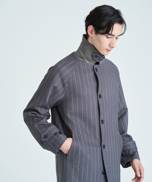 【訳あり新品】ESTNATION　ダウンファブリックストライプバルマカーンコート ESTNATION（エストネーション）の「ESTNATION / ダウンファブリック