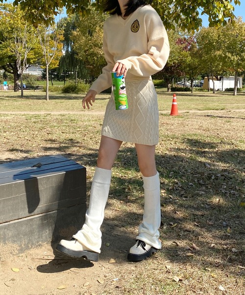 by muni:r(バイ ムニール)の「ブーツカットニットレッグウォーマー(レッグウォーマー・レディース・ブラック/アイボリー・FREE)」の14枚目の写真
