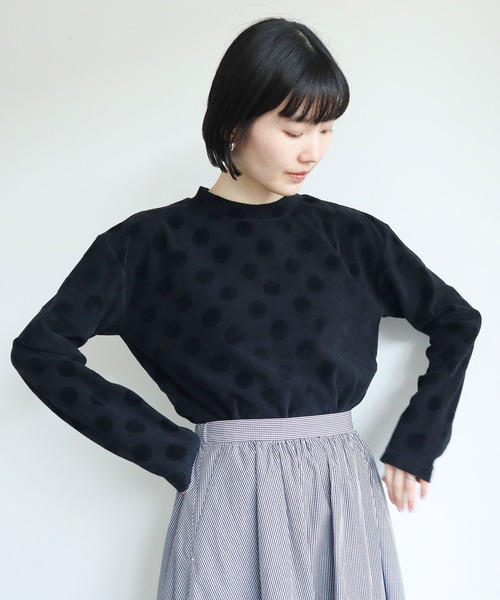 l'atelier du savon（アトリエドサボン）の「●C/E　ピンポンドット　ロンT（Tシャツ/カットソー・レディース・ブラック/アイボリー/ピンク・FREE）」の3枚目の写真