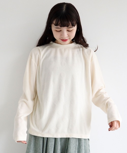 l'atelier du savon（アトリエドサボン）の「●C/E　ピンポンドット　ロンT（Tシャツ/カットソー・レディース・ブラック/アイボリー/ピンク・FREE）」の5枚目の写真