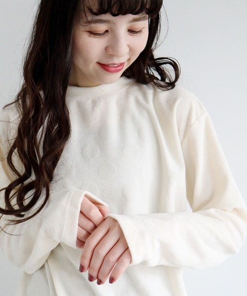 l'atelier du savon（アトリエドサボン）の「●C/E　ピンポンドット　ロンT（Tシャツ/カットソー・レディース・ブラック/アイボリー/ピンク・FREE）」の6枚目の写真