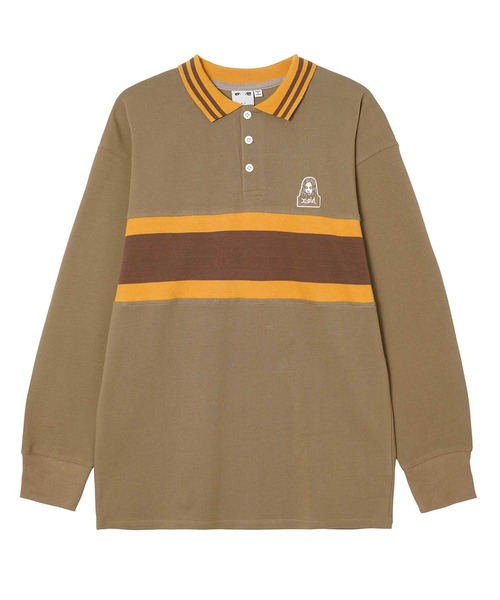 X-girl（エックスガール）の「CONTRAST STRIPE POLO SHIRT（Tシャツ/カットソー・レディース・ブラック/ホワイト/ブラウン・S/M）」の12枚目の写真