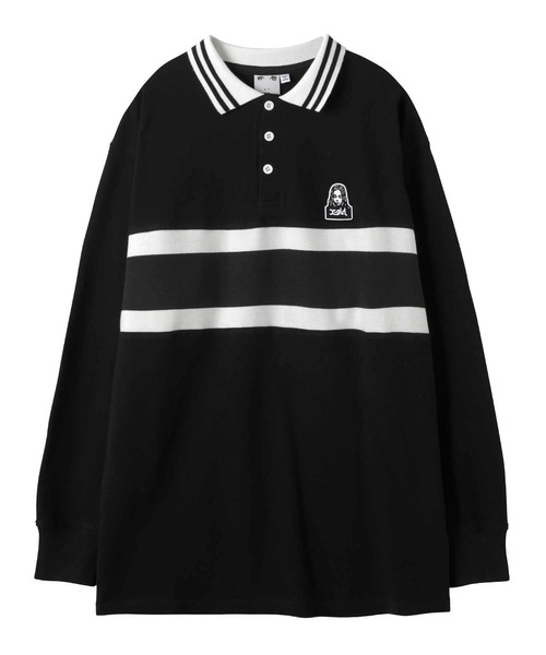 X-girl（エックスガール）の「CONTRAST STRIPE POLO SHIRT（Tシャツ/カットソー・レディース・ブラック/ホワイト/ブラウン・S/M）」の22枚目の写真