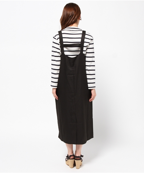 mystic（ミスティック）の「ミモレ丈Iラインワンピース（ワンピース・レディース・ベージュ/ネイビー/ブラック・ﾌﾘ-）」の6枚目の写真