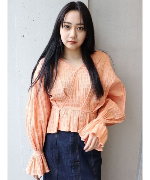 MURUA（ムルーア）の「カシュクールタックブラウス（シャツ/ブラウス・レディース・オレンジ/ホワイト/ブルー/ブラック・FREE）」の18枚目の写真