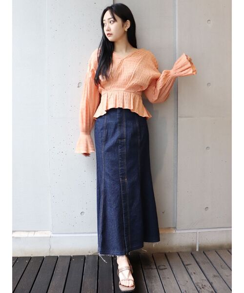 MURUA（ムルーア）の「カシュクールタックブラウス（シャツ/ブラウス・レディース・オレンジ/ホワイト/ブルー/ブラック・FREE）」の17枚目の写真