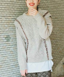 Live in comfort | リブ　イン　コンフォート　くぼっち★とコラボ　ハンドステッチが着映えをお約束　ベストにもなるニットトップス(ニット/セーター)