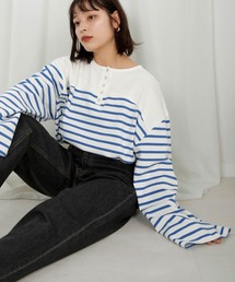 Bab | 前後2WAYボーダービッグシルエットトップス(Tシャツ/カットソー)