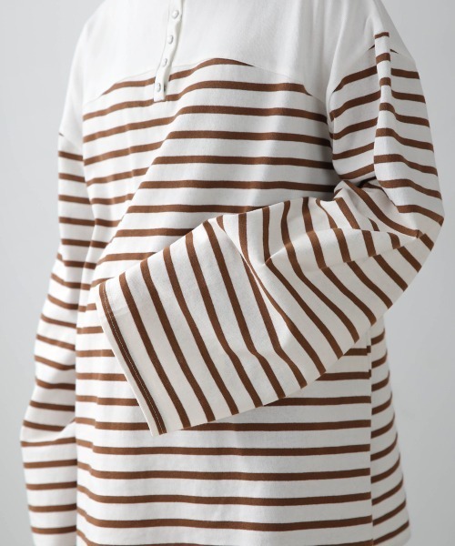 Bab（バブ）の「前後2WAYボーダービッグシルエットトップス（Tシャツ/カットソー・レディース・ブラウン/ピンク/グリーン/ブルー/ブラック・FREE）」の20枚目の写真