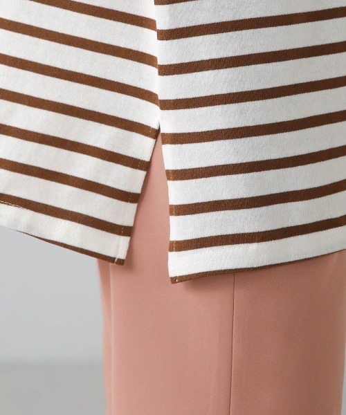 Bab（バブ）の「前後2WAYボーダービッグシルエットトップス（Tシャツ/カットソー・レディース・ブラウン/ピンク/グリーン/ブルー/ブラック・FREE）」の16枚目の写真