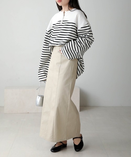 Bab（バブ）の「前後2WAYボーダービッグシルエットトップス（Tシャツ/カットソー・レディース・ブラウン/ピンク/グリーン/ブルー/ブラック・FREE）」の17枚目の写真