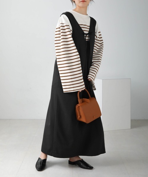 Bab（バブ）の「前後2WAYボーダービッグシルエットトップス（Tシャツ/カットソー・レディース・ブラウン/ピンク/グリーン/ブルー/ブラック・FREE）」の6枚目の写真