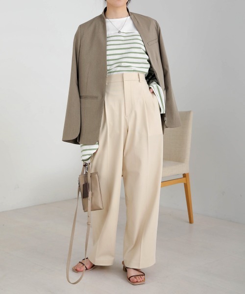 Bab（バブ）の「前後2WAYボーダービッグシルエットトップス（Tシャツ/カットソー・レディース・ブラウン/ピンク/グリーン/ブルー/ブラック・FREE）」の18枚目の写真