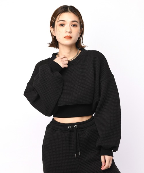SPIRALGIRL(スパイラルガール)の「キルティングショートトップス×フレアパンツ <セット販売>(ワンピース・レディース・ホワイト/ブラック・FREE)」の6枚目の写真