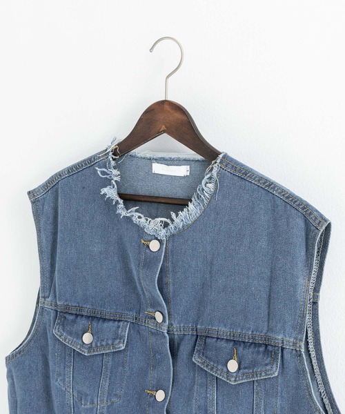 Ressaca（レサーカ）の「オーバーサイズ ノーカラーデニムベスト（ベスト・メンズ・ブラウン/ブルー・M/L/XL）」の5枚目の写真