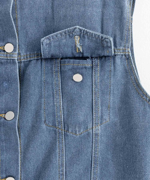 Ressaca（レサーカ）の「オーバーサイズ ノーカラーデニムベスト（ベスト・メンズ・ブラウン/ブルー・M/L/XL）」の9枚目の写真