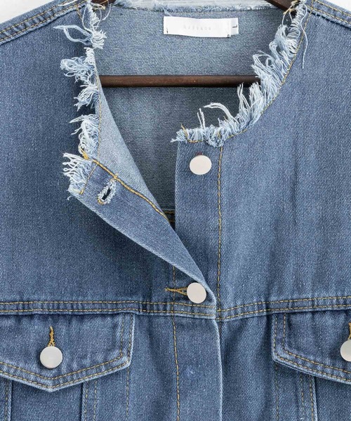 Ressaca（レサーカ）の「オーバーサイズ ノーカラーデニムベスト（ベスト・メンズ・ブラウン/ブルー・M/L/XL）」の10枚目の写真