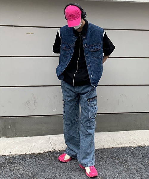 Ressaca（レサーカ）の「オーバーサイズ ノーカラーデニムベスト（ベスト・メンズ・ブラウン/ブルー・M/L/XL）」の16枚目の写真