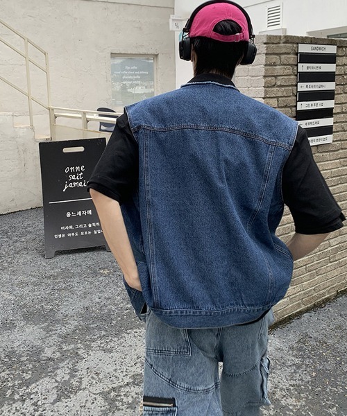 Ressaca（レサーカ）の「オーバーサイズ ノーカラーデニムベスト（ベスト・メンズ・ブラウン/ブルー・M/L/XL）」の20枚目の写真