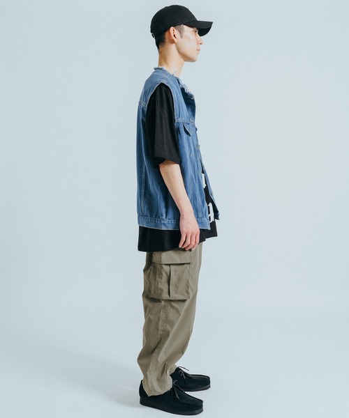 Ressaca（レサーカ）の「オーバーサイズ ノーカラーデニムベスト（ベスト・メンズ・ブラウン/ブルー・M/L/XL）」の22枚目の写真