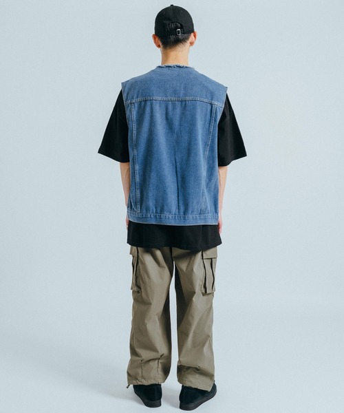 Ressaca（レサーカ）の「オーバーサイズ ノーカラーデニムベスト（ベスト・メンズ・ブラウン/ブルー・M/L/XL）」の21枚目の写真