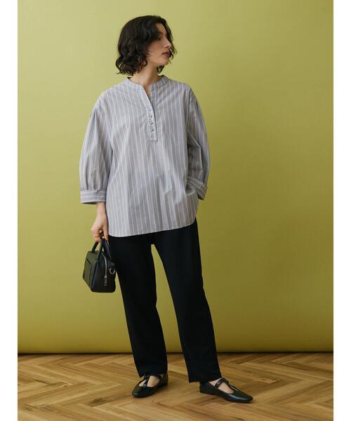CRAFT STANDARD BOUTIQUE(クラフトスタンダードブティック)の「ストライプ7分袖スキッパーシャツ(シャツ/ブラウス・レディース・ネイビー系2/グリーン系その他3/サックスブルー系3・M/L)」の6枚目の写真