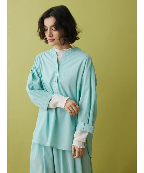 CRAFT STANDARD BOUTIQUE(クラフトスタンダードブティック)の「ストライプ7分袖スキッパーシャツ(シャツ/ブラウス・レディース・ネイビー系2/グリーン系その他3/サックスブルー系3・M/L)」の11枚目の写真