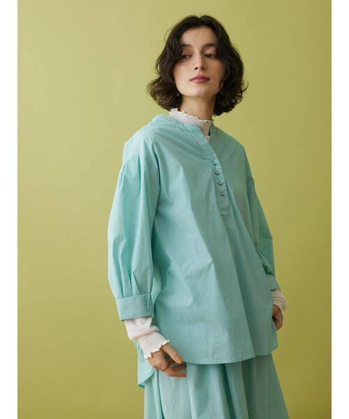 CRAFT STANDARD BOUTIQUE(クラフトスタンダードブティック)の「ストライプ7分袖スキッパーシャツ(シャツ/ブラウス・レディース・ネイビー系2/グリーン系その他3/サックスブルー系3・M/L)」の12枚目の写真