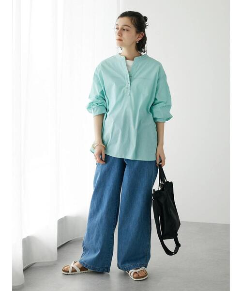 CRAFT STANDARD BOUTIQUE(クラフトスタンダードブティック)の「ストライプ7分袖スキッパーシャツ(シャツ/ブラウス・レディース・ネイビー系2/グリーン系その他3/サックスブルー系3・M/L)」の19枚目の写真