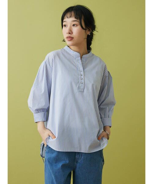 CRAFT STANDARD BOUTIQUE(クラフトスタンダードブティック)の「ストライプ7分袖スキッパーシャツ(シャツ/ブラウス・レディース・ネイビー系2/グリーン系その他3/サックスブルー系3・M/L)」の22枚目の写真