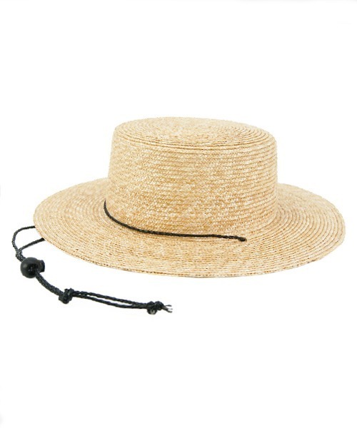 polcadot(ポルカドット)の「LONGBRIM BOATER HAT/ロングブリム ストローカンカン帽 (ストラップ付)(ハット・レディース・ベージュ/ブラック・FREE)」の1枚目の写真