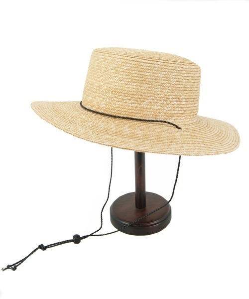 polcadot(ポルカドット)の「LONGBRIM BOATER HAT/ロングブリム ストローカンカン帽 (ストラップ付)(ハット・レディース・ベージュ/ブラック・FREE)」の4枚目の写真