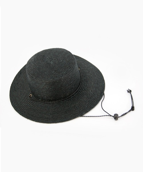 polcadot(ポルカドット)の「LONGBRIM BOATER HAT/ロングブリム ストローカンカン帽 (ストラップ付)(ハット・レディース・ベージュ/ブラック・FREE)」の8枚目の写真