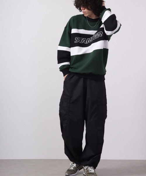 STARTER BLACK LABEL(スターターブラックレーベル)の「STARTER BLACKLABEL 裏毛クルースウェットトレーナー(スウェット・メンズ・パープル/ブラック×イエロー/ブラック×パープル/ブラック/ブラック×グリーン/ライトアッシュグレー・XL/L/M)」の14枚目の写真