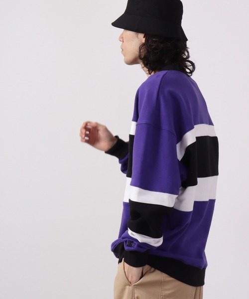 STARTER BLACK LABEL(スターターブラックレーベル)の「STARTER BLACKLABEL 裏毛クルースウェットトレーナー(スウェット・メンズ・パープル/ブラック×イエロー/ブラック×パープル/ブラック/ブラック×グリーン/ライトアッシュグレー・XL/L/M)」の17枚目の写真