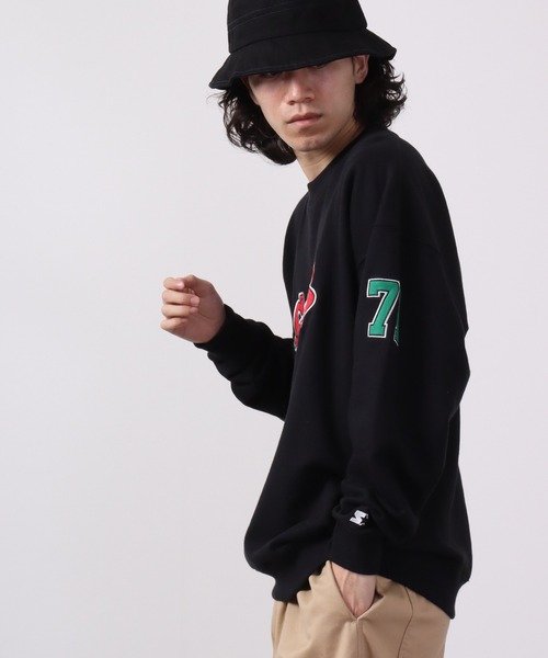 STARTER BLACK LABEL(スターターブラックレーベル)の「STARTER BLACKLABEL 裏毛クルースウェットトレーナー(スウェット・メンズ・パープル/ブラック×イエロー/ブラック×パープル/ブラック/ブラック×グリーン/ライトアッシュグレー・XL/L/M)」の8枚目の写真
