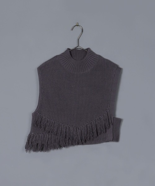 &g'aime（アンジェム）の「【&g’aime】フリンジアシメニットベスト（ベスト・レディース・チャコールグレー/グレイッシュベージュ/ライトグリーン・FREE）」の18枚目の写真
