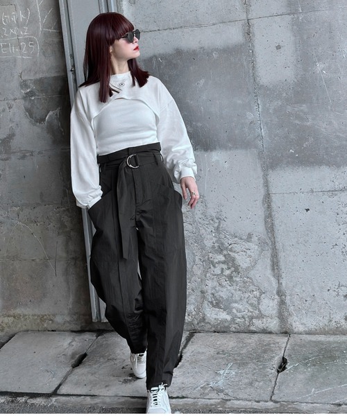LVEU.(ラブユ.)の「【LVEU.】レイヤードスウェット&アメスリキャミセット / トップス カットソー スウェット プルオーバー キャミソール キャミ アメスリ セット レイヤード ブラック ホワイト(Tシャツ/カットソー・レディース・ホワイト/ブラック・FREE)」の3枚目の写真