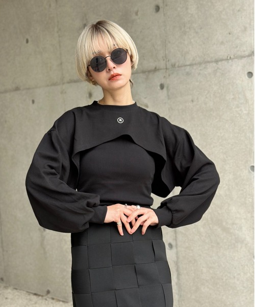 LVEU.(ラブユ.)の「【LVEU.】レイヤードスウェット&アメスリキャミセット / トップス カットソー スウェット プルオーバー キャミソール キャミ アメスリ セット レイヤード ブラック ホワイト(Tシャツ/カットソー・レディース・ホワイト/ブラック・FREE)」の16枚目の写真