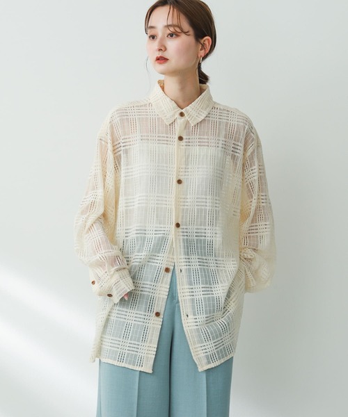 SENSE OF PLACE by URBAN RESEARCH（センスオブプレイスバイアーバンリサーチ）の「『ユニセックス』チェックレースシャツ（シャツ/ブラウス・メンズ・アイボリー/チャコールグレー/カーキ・LARGE/MEDIUM）」の4枚目の写真