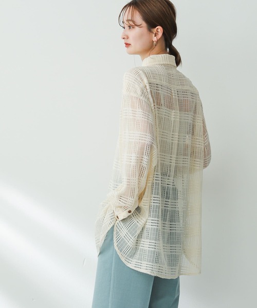 SENSE OF PLACE by URBAN RESEARCH（センスオブプレイスバイアーバンリサーチ）の「『ユニセックス』チェックレースシャツ（シャツ/ブラウス・メンズ・アイボリー/チャコールグレー/カーキ・LARGE/MEDIUM）」の10枚目の写真