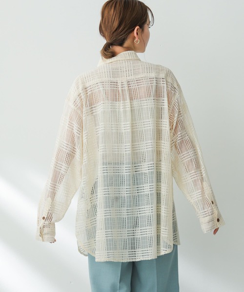 SENSE OF PLACE by URBAN RESEARCH（センスオブプレイスバイアーバンリサーチ）の「『ユニセックス』チェックレースシャツ（シャツ/ブラウス・メンズ・アイボリー/チャコールグレー/カーキ・LARGE/MEDIUM）」の9枚目の写真