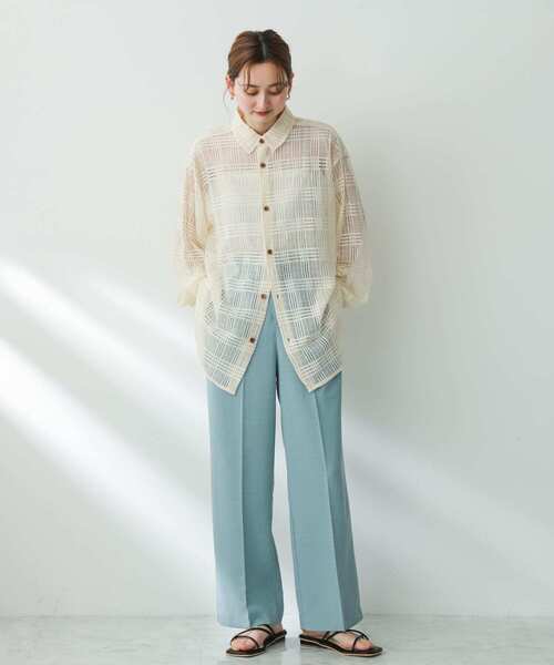 SENSE OF PLACE by URBAN RESEARCH（センスオブプレイスバイアーバンリサーチ）の「『ユニセックス』チェックレースシャツ（シャツ/ブラウス・メンズ・アイボリー/チャコールグレー/カーキ・LARGE/MEDIUM）」の8枚目の写真