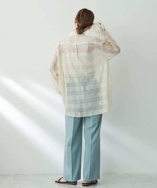 SENSE OF PLACE by URBAN RESEARCH（センスオブプレイスバイアーバンリサーチ）の「『ユニセックス』チェックレースシャツ（シャツ/ブラウス・メンズ・アイボリー/チャコールグレー/カーキ・LARGE/MEDIUM）」の7枚目の写真