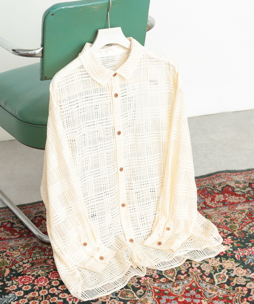 SENSE OF PLACE by URBAN RESEARCH（センスオブプレイスバイアーバンリサーチ）の「『ユニセックス』チェックレースシャツ（シャツ/ブラウス・メンズ・アイボリー/チャコールグレー/カーキ・LARGE/MEDIUM）」の6枚目の写真